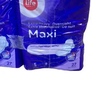 Life Brand Extra Heavy Overnight Maxi Pads with Flexi-Wings Dri-Fit 54 Count Special $5 WoW Sale Pack