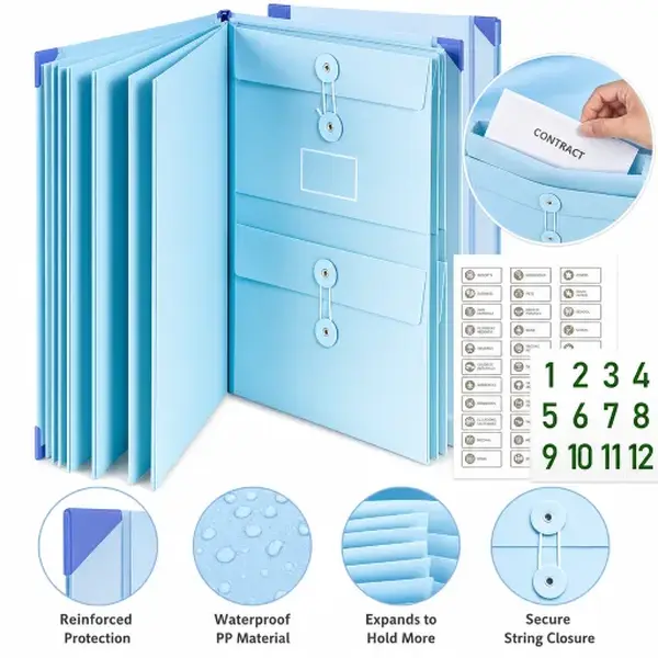 A4 Size Fit Accordion File Folder Organizer, Expandable Multi-Pocket Document Holder with Durable Design, Secure Closure, Color-Coded Visual Tabbed Tabs for Office & Home, Ideal for Professionals