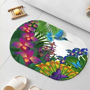 Floral & Leaf Pattern Bathroom Mat, Non-Slip Soft Absorbent Bath Rug, Eco-Friendly Easy Clean Decorative Carpet for Home