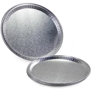 12" Flat Aluminum Foil Plate with Ornament(Pack of 5)- Round Aluminum Foil Tray- Disposable Caterware for Catering, Party Servings, Food Presentations
