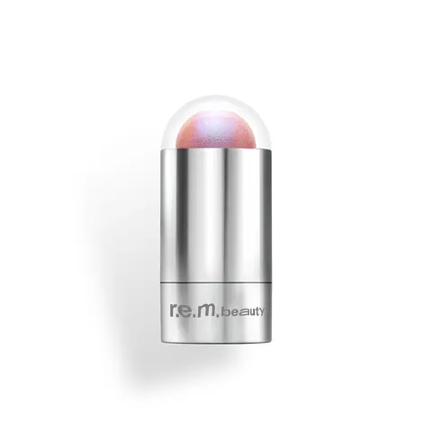 r.e.m. beauty glow stick - multi-use highlighting stick for cheeks, eyes or lips in duochrome iridescent fembot, glassy pink, hydrating