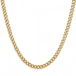 6mm 18K Gold Plated 6-Sided Diamond Cut Cuban Link Chain, Slim Stainless Steel Curb Necklace for Men & Women, Tarnish Resistant Real Gold Glow Jewelry, 18-26 Inches