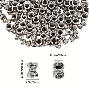 50/100pcs Antique Silvery Double-sided for Lotus Set Pendant, Engraved Alloy Bead Bracelet, Necklace, Jewelry Accessories, DIY Making Supplies