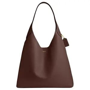 COACH Brooklyn 39 Logo Charm Magnetic Closure Natural Grain Leather Hobo Handbag Shoulder Bag Large Women's Brass Maple