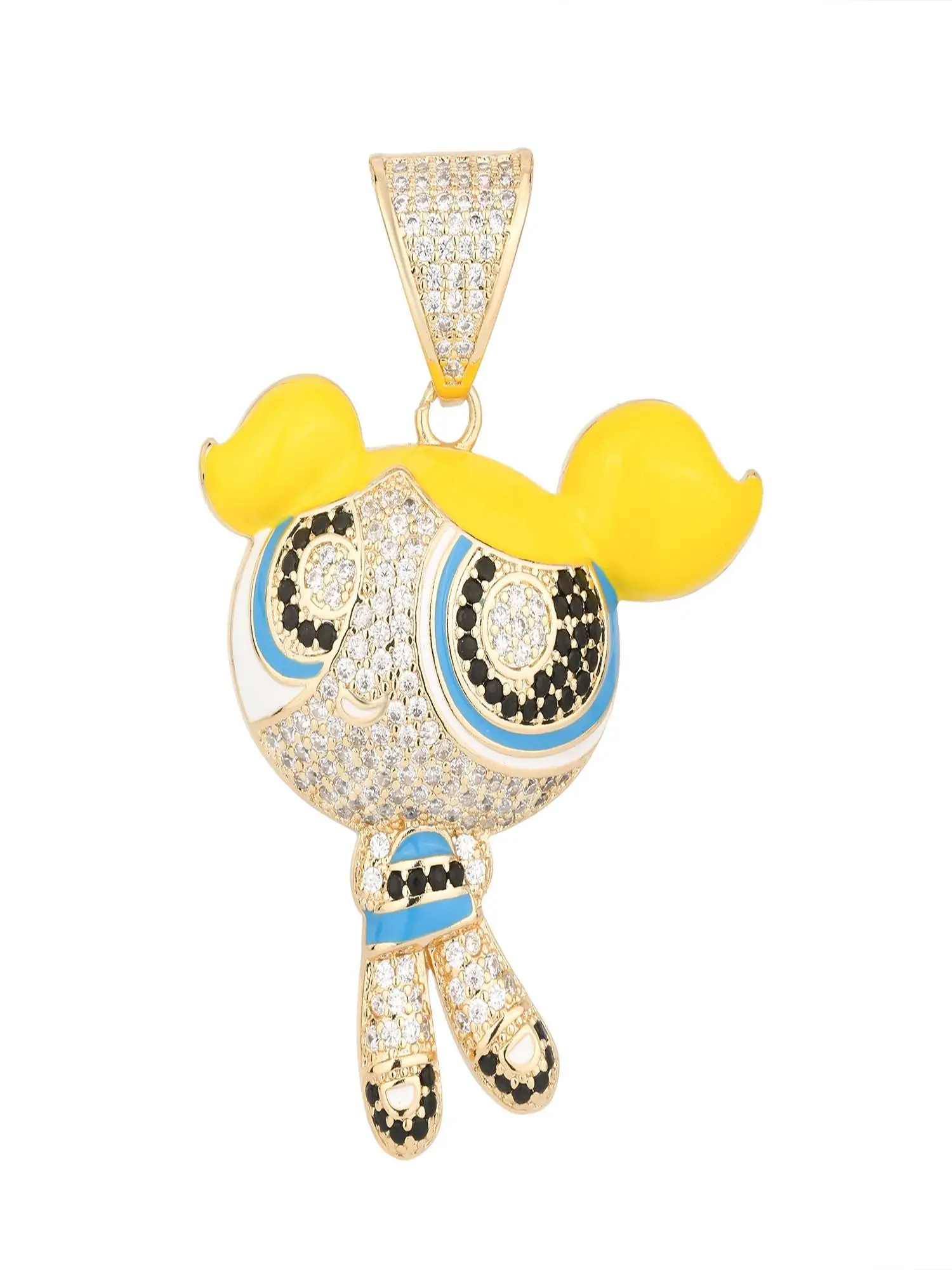 Elegant Zircon Pendant, Fashion Pendants, Fashionable Cartoon Design, Unique Power Girl Bubble Design, Perfect for Gifts or Personal Use, All-Season Jewelry Making Supplies