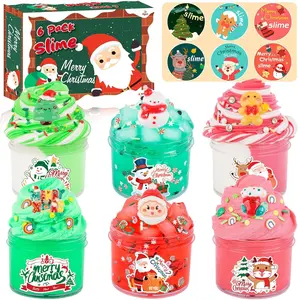 6 Pack Christmas Slime Kit, with 2 Butter Slime and 2 Cloud Slime and 2 Jelly Cube Crunchy Slime, Soft & Stretchy, Happy Mother’s Day Gift Birthday Gifts for Kids, Christmas Party Favors for Girls and Boys