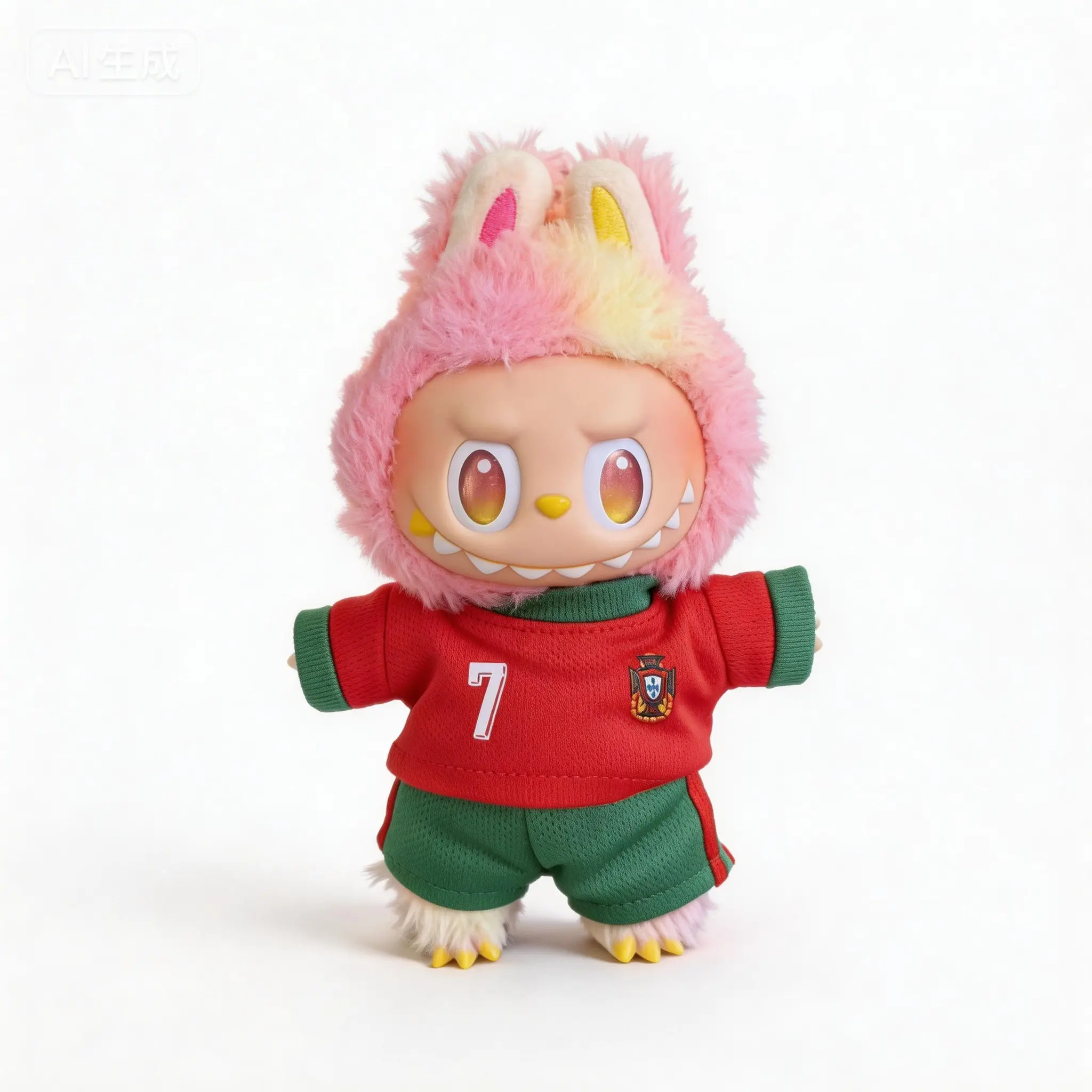Portugal No.7 Soccer Jersey for Labubu- CR7 Ronaldo Style Outfit 17cm (NO DOLL)
