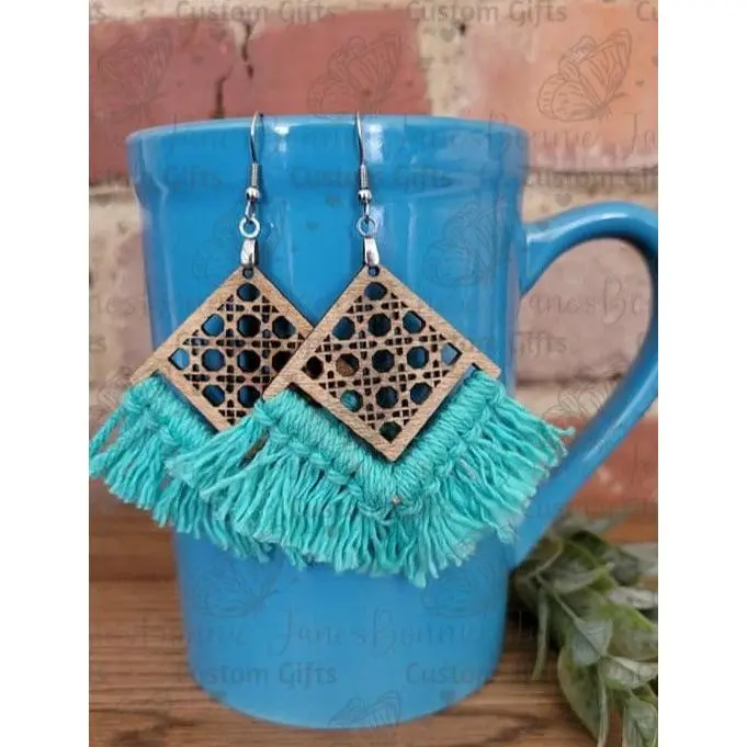 Macrame wood earrings