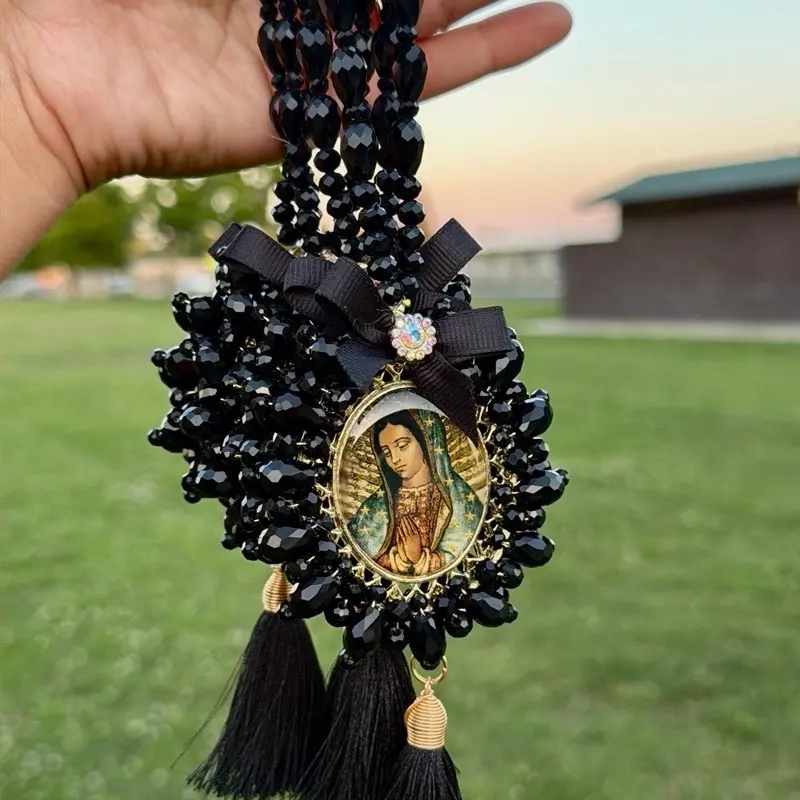 Elegant Black Our Lady of Guadalupe Blessing charm