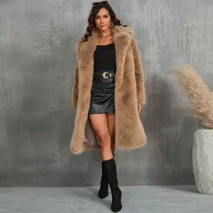 Women’s Trendy Autumn–Winter Thickened Wool-Collar Faux Fur Coat, Long Plush Fur Jacket