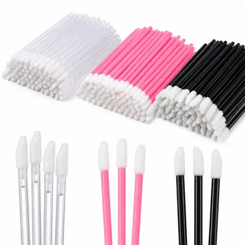 50 PCS Disposable Cosmetic Lip Gloss Applicators Multi-Pack Kit - Soft Flocked Tip, Lightweight Smoothing Makeup Brushes for Daily Salon & Travel Use by Makeup Lovers (Boxed Set)