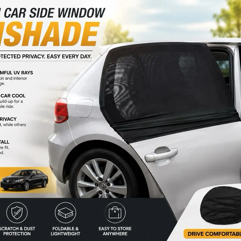 Car Side Window Sunshade, Sun-proof Heat-insulating Window Screen for Automotive Exterior Use