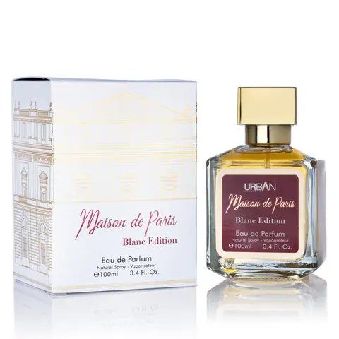 Urban Collection Maison de Paris Blanc Edition 100ml Eau De Parfum Spray - Unisex Woody Floral Fragrance for Adults, Cedar, Jasmine, Saffron, Musk Notes, Long-Lasting, No Harmful Additives, Elegant Paper Box Packaging