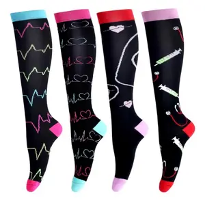 LEOSTEP Compression Socks for Women & Men Circulation Long Stockings Support for Nurses Pregnant Hiking Riding Running