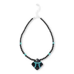 Mine Finds by Jay King Black Serpentine and Chilean Turquoise Inlay Necklace