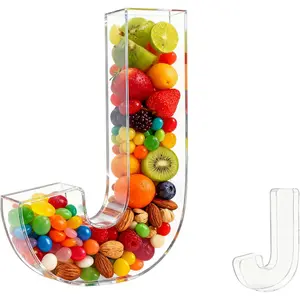 10" Acrylic Letter Charcuterie Tray - Reusable Fillable Alphabet Shape Charcuterie Box Cake Candy Tray for Birthday Anniversary Party Decorations (Letter J)
