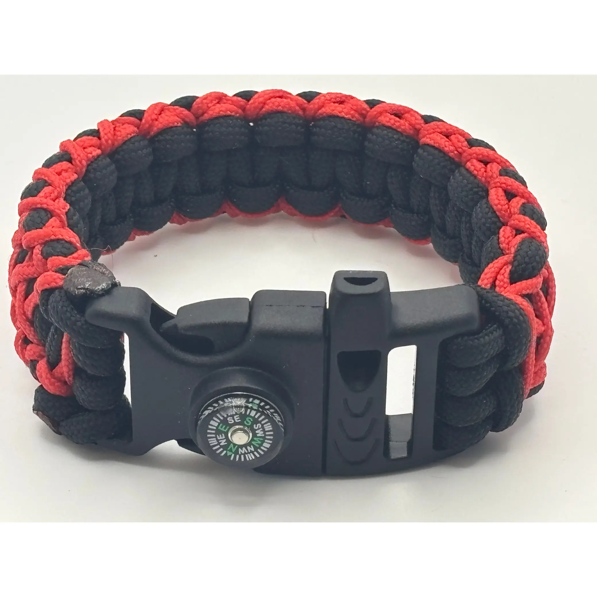 Handmade Stitched Cobra Knot Paracord Bracelet (Blk/Red)