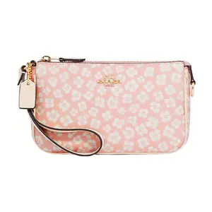 COACH Nolita 19 Floral Print Zip-Top Crossbody Bag for Women – Faux Leather, Pink and White