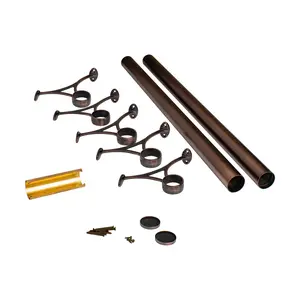 Outwater 16' Bar Foot Rail Kit - Complete Undercounter Mount Hardware and Tubing, Antique Copper Finish