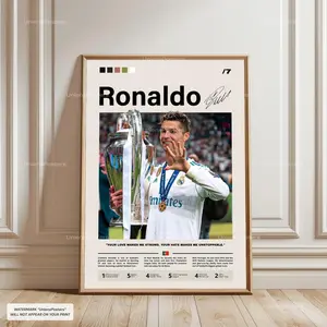 Cristiano Ronaldo Poster Print Unframed, Ballon d'Or Winner, Real Madrid Football Print, Portuguese Football Wall Art, Real Madrid Decor, Ronaldo Football