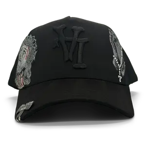 LA "G.A.D" 2.0 Hat with Hat Clip Custom Satin Bag Black Embroidered Design