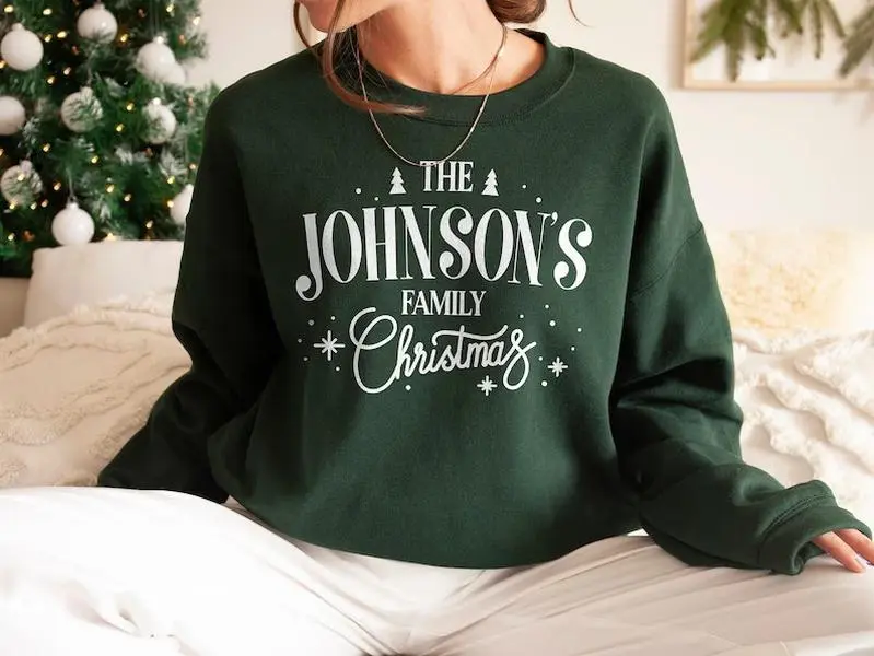 Personalised Family Christmas Jumper - Customised Christmas Sweater Collar Fabric