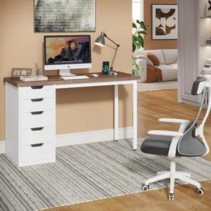 Tribesigns Computer Desk with 5 Drawers, 47 inches Rustic Brown Home Office Desk with Storage Tribesigns Computer Desk with 5 Drawers, 47 inches Rustic Brown Home Office Desk with Storage