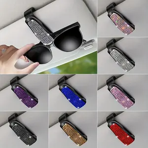 1pc Sparkling Rhinestone - Car Sun Visor Clip - Multifunctional Fashion Glasses Holder for Vehicle Interior Accessories