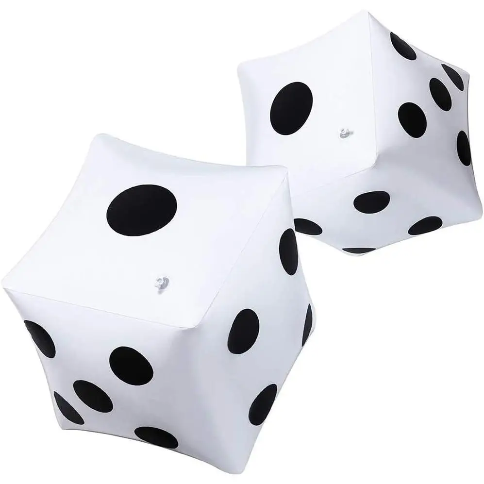 Giant Inflatable Dice 2-Pack, 13.8-Inch Durable PVC Party Toys for Kids & Adults, Easy to Carry & No-Leak for Pool and Lawn Games