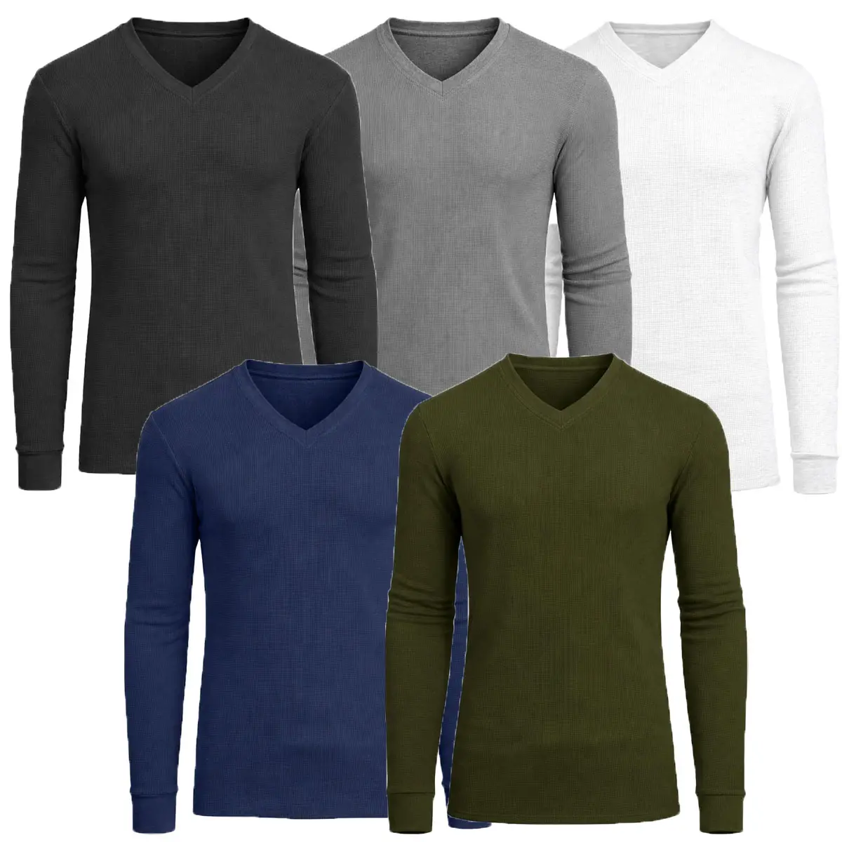 (V-Neck) Black-Charcoal-White-Navy-Olive