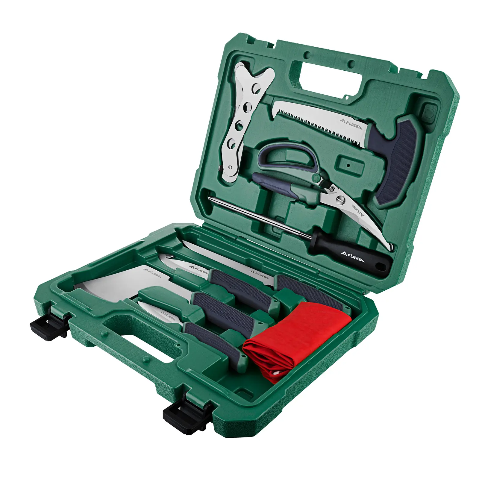 #fathersdaygift FLISSA Hunting Field Dressing Kit, 10-Count Knife Set with Skinning Knife, Butcher Game Processing Kit with Portable Storage Case for Deer, Meat Processing, Fishing, Camping, Survival