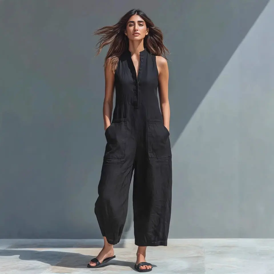 sleeveless wide-leg jumpsuit Women's Sleeveless Wide-Leg Jumpsuit