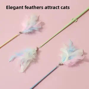 Feather cat teaser stick, cat teaser wand, corn cactus toy, kitten pet toy, small cat toy