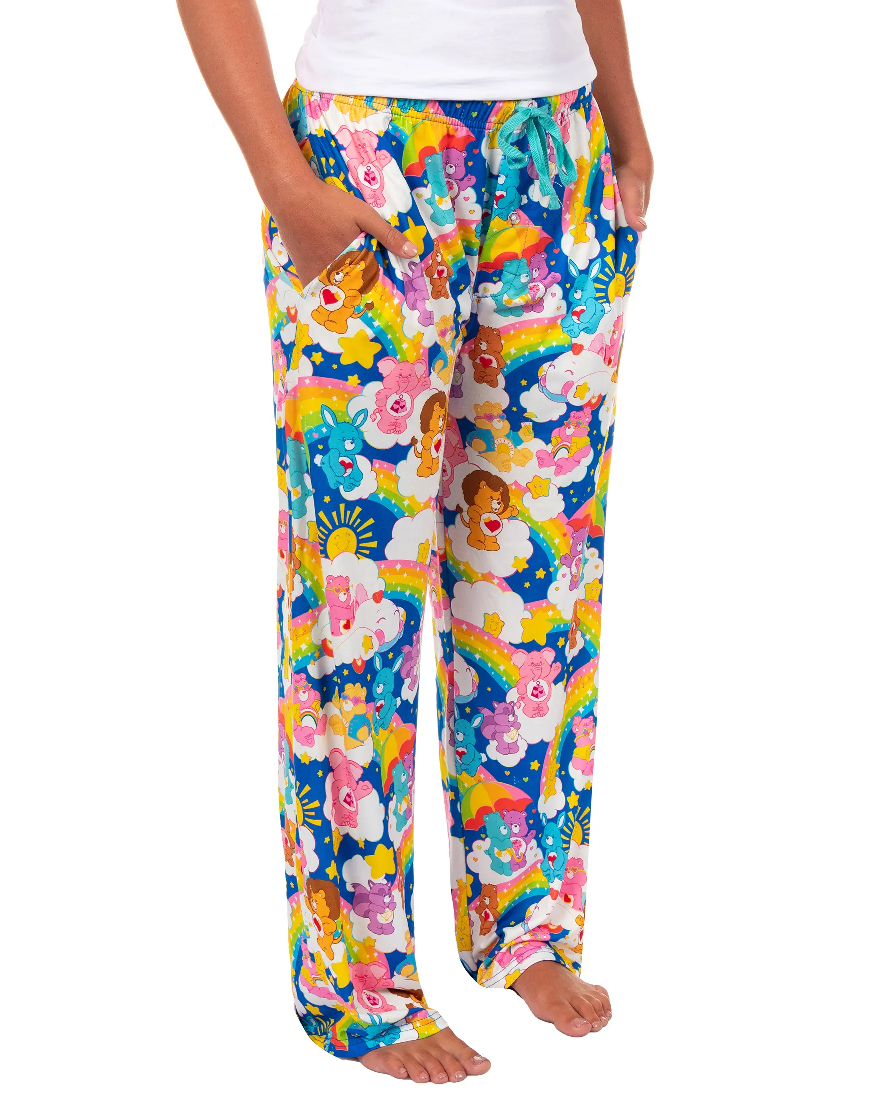 Care Bears Pajama Pants Adult Rainbow Cheer Swift Heart Rabbit Wish Share PJ Lounge Bottoms