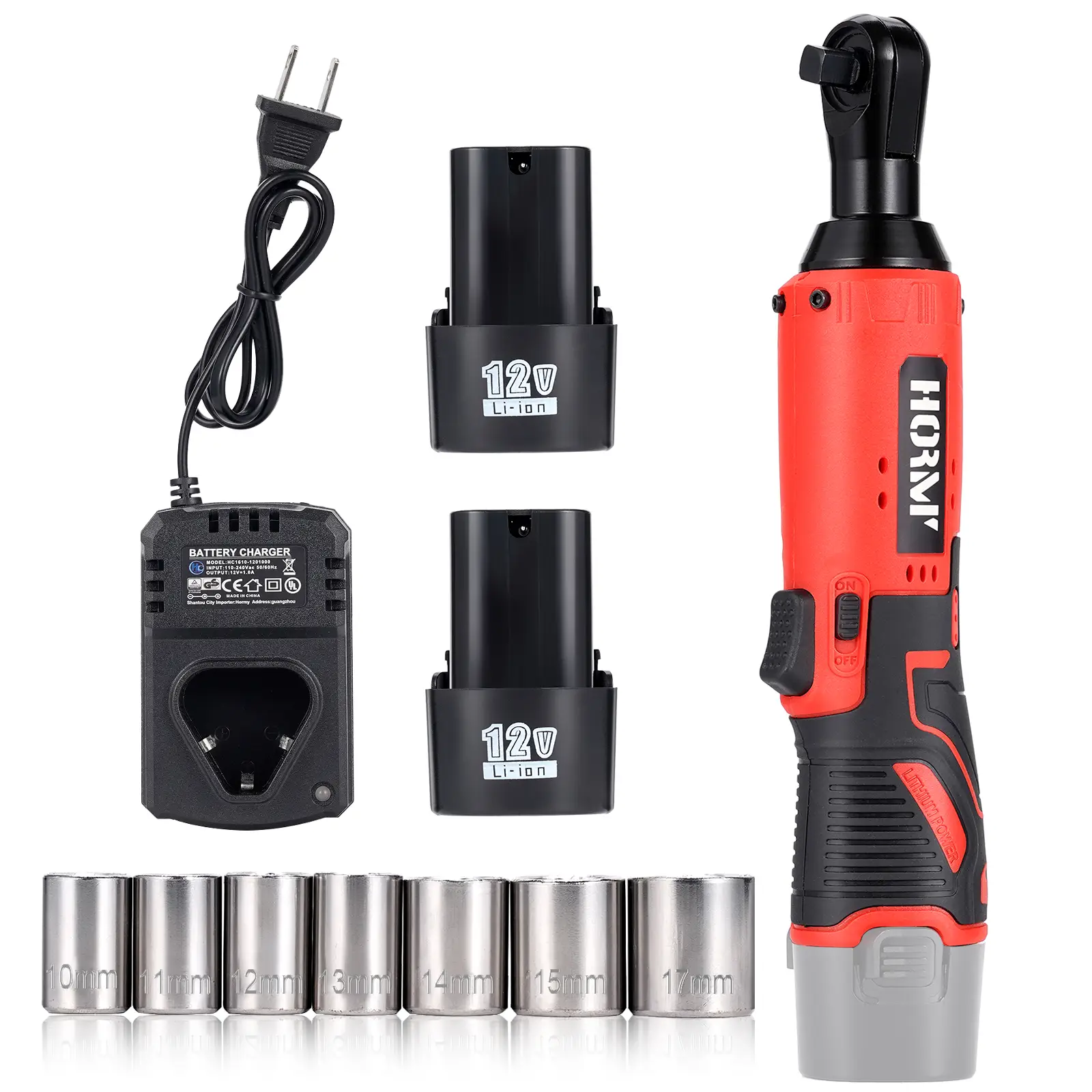 Hormy 12V Electric Ratchet Wrench 3/8'' Home Repair Lithium Screwdriver 9.5mm Stage Tray power Tool with Forward and Reverse Adjustment Function