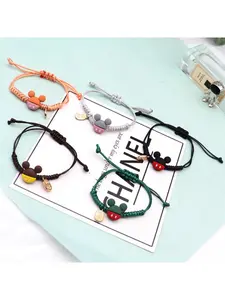 Hand-woven diy red rope bracelet Mori girl style candy color bracelet gift for female couple Adjustable bracelet