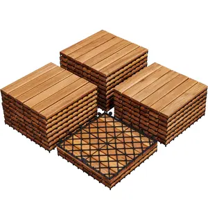 Costoffs 27Pcs Acacia Wood Flooring Tiles, Waterproof Wood-Plastic Interlocking Tiles for Indoor & Outdoor Use – Perfect for Patios, Gardens, Decks, and Poolside (12.5" W × 12.5" L),summervibes