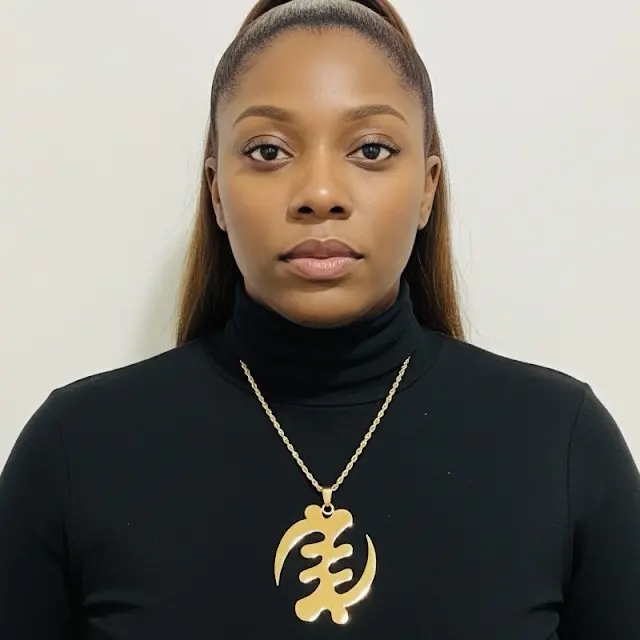 Gye Nyame XL Necklace - Gold Plated Pendant with Adinkra Symbol Design for Stylish Accessories