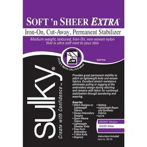 Sulky Soft n Sheer Extra 20"x1yd Fusible Iron-On No Show Embroidery Stabilizer 237-01