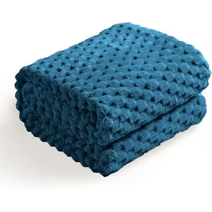 Flannel Fleece Throw Blanket (50x70 inches), Hexagon Decorative Fuzzy for, Camping, and Travel, Soft Cozy, Suitable for All, Navy Blue