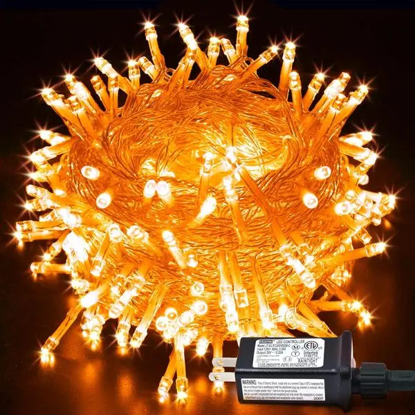 JMEXSUSS Connectable 100 LED Orange Halloween Lights Indoor with 8 Modes | 33ft Halloween String Lights Clear Wire, Plug in Fall Lights Thanksgiving Lights, Christmas Twinkle Lights Plug in for Tree