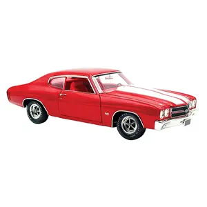 1970 Chevrolet Chevelle SS 454 LS6 Cranberry Red with White Stripes and Red Interior Limited Ed 1/18 Diecast Model Car by ACME