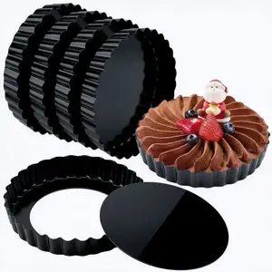 6 Pack 5 Inch Mini Tart Pans with Removable Bottom, Nonstick Round Quiche Pan Heavy Duty Fluted Sides for Tartlets, Mousse Cakes, Dessert Baking