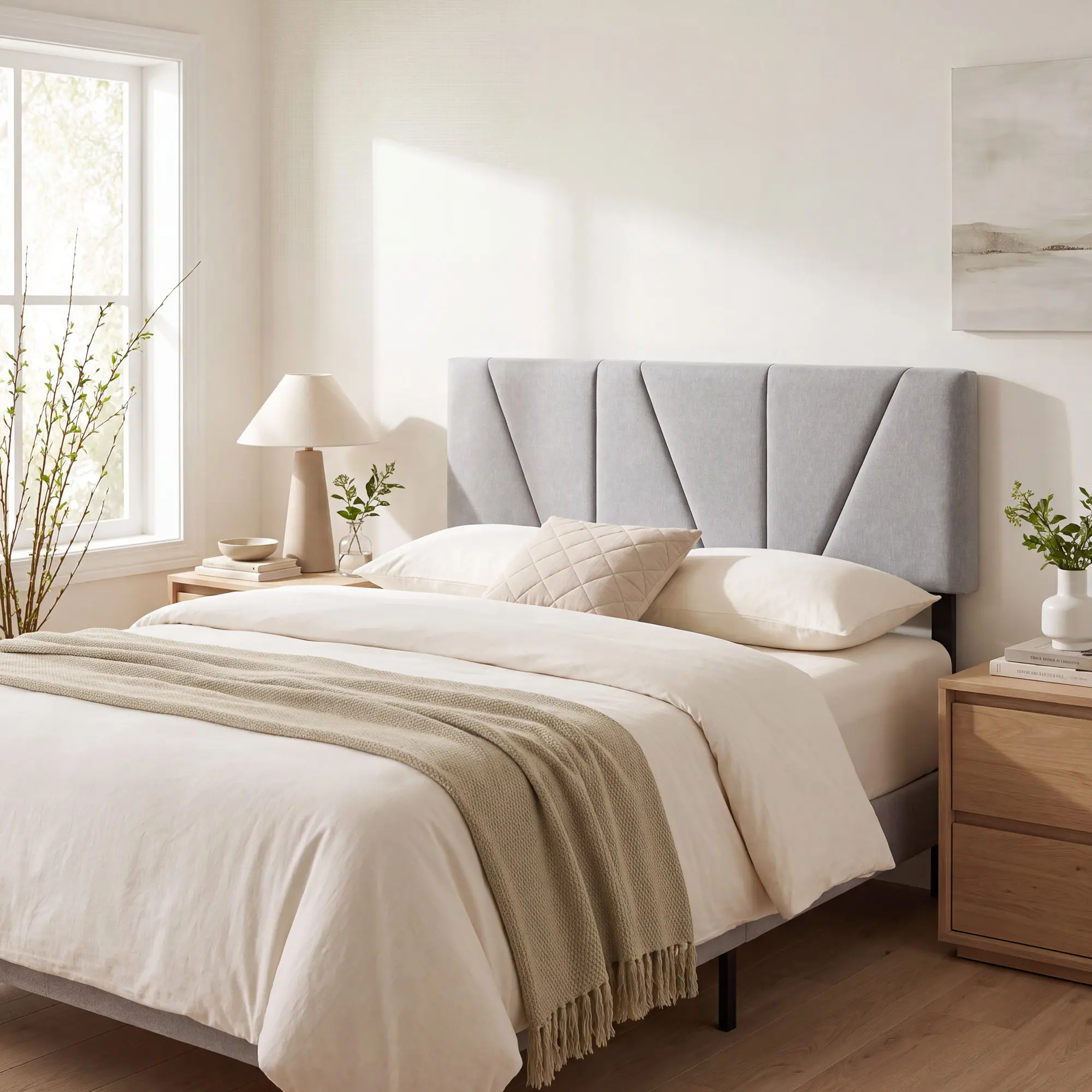 Full/Queen Size Headboard Only,  Linen Upholstered Headboard, Adjustable Height Headboard, Easy Assembly