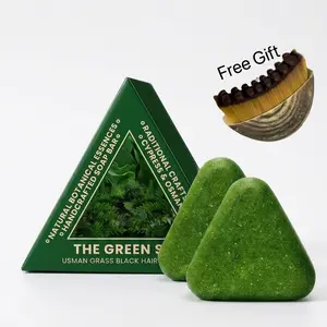 2PCS Anti-Breakage Green Shampoo Bar, Herbal Haircare Cleanser with Polygonum & Usma Grass for Stronger Hair, Daily Use, Eco-Friendly, Plastic-Waste-Free, Cleansing