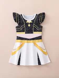 Trendy Kids' 3D Print Dress, Korean Idol Performance, Halloween Christmas Dress, Dress Up Costume, Gold Chain Design, Soft Fabric, Fashionable Girls' Clothing
