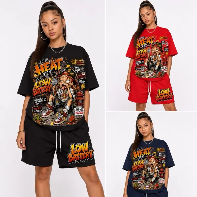 Women's 100% Cotton Shirt and Short Costume Set, Womenswear Outfit