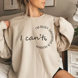 I Can’t I’m Busy Growing a Human Maternity Sweatshirt Hoodie T-Shirt | Funny Pregnancy Announcement Shirt | Gildan 5000 Tee, 18000 Crewneck, 18500 Hoodie | Expecting Mom Baby Shower Gift