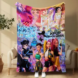 KPop Demon Hunters Blanket,  Cozy Throw for Anime Fans, Ideal Gift for K-Pop Lovers queen multifunctional nap otaku soft comfortable flannel blanket princess Plush daughter cooling  lola blankets code couple maxx Chrome Cross Heart grounding