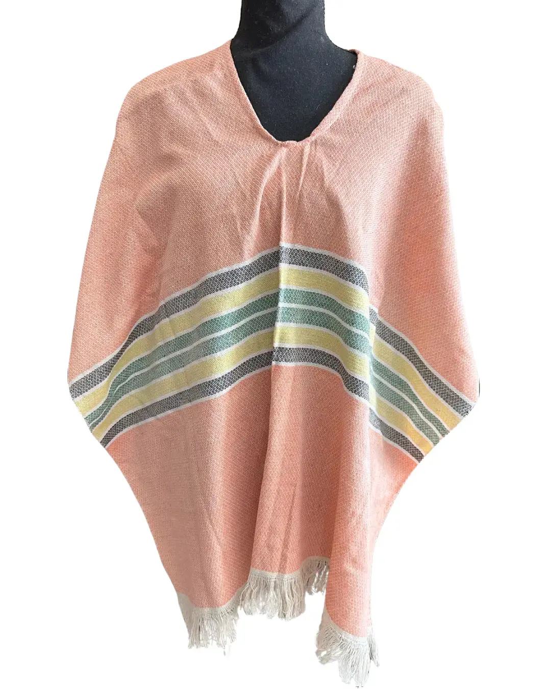 COLOMBIAN HANDMADE SALMON PONCHO